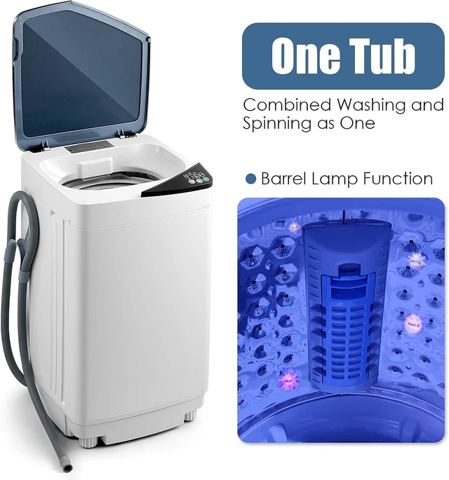 Alt view image 2 of 7 - Casart Washing Machine Portable Washer W/ 7.7 Lbs Weight Capacity Washer and Dryer Full Automatic Washing Machine (Blue&White)