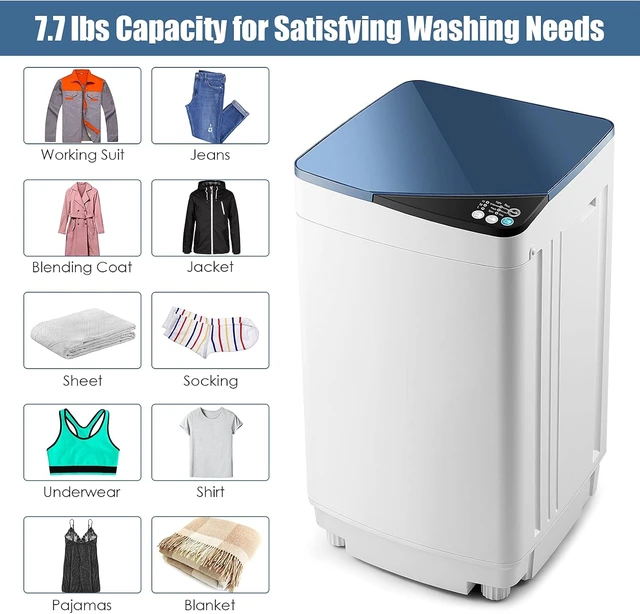 Alt view image 4 of 7 - Casart Washing Machine Portable Washer W/ 7.7 Lbs Weight Capacity Washer and Dryer Full Automatic Washing Machine (Blue&White)