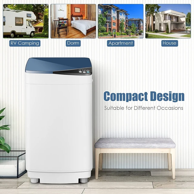Alt view image 5 of 7 - Casart Washing Machine Portable Washer W/ 7.7 Lbs Weight Capacity Washer and Dryer Full Automatic Washing Machine (Blue&White)