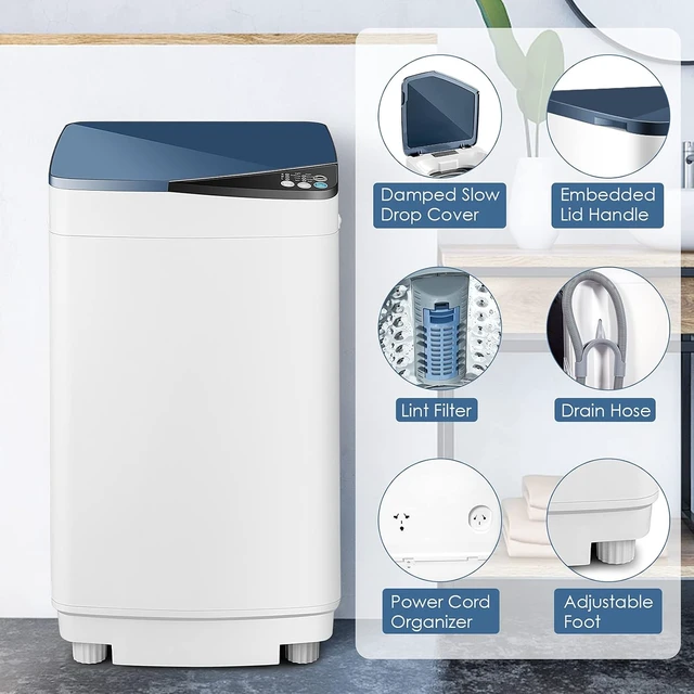 Alt view image 7 of 7 - Casart Washing Machine Portable Washer W/ 7.7 Lbs Weight Capacity Washer and Dryer Full Automatic Washing Machine (Blue&White)