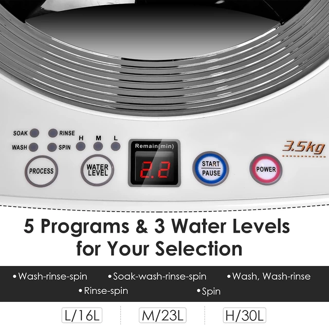 Alt view image 2 of 7 - Casart Washing Machine Portable Compact Full-Automatic W/Drain Pump 8 Lbs Cloth Washer and Spinner