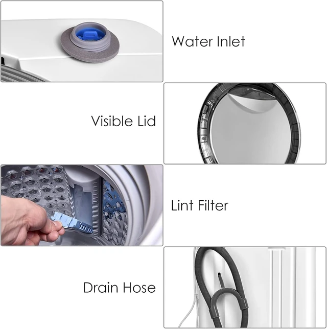 Alt view image 6 of 7 - Casart Washing Machine Portable Compact Full-Automatic W/Drain Pump 8 Lbs Cloth Washer and Spinner