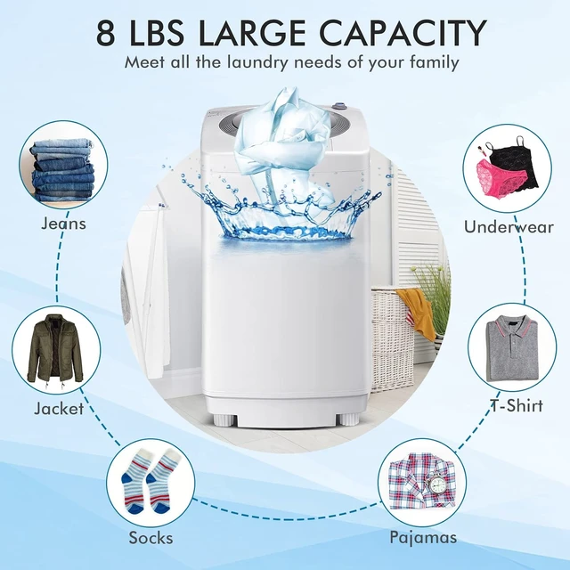 Alt view image 4 of 7 - ARLIME Portable Washing Machine 1.2 Cu.ft, 8 lbs Capacity