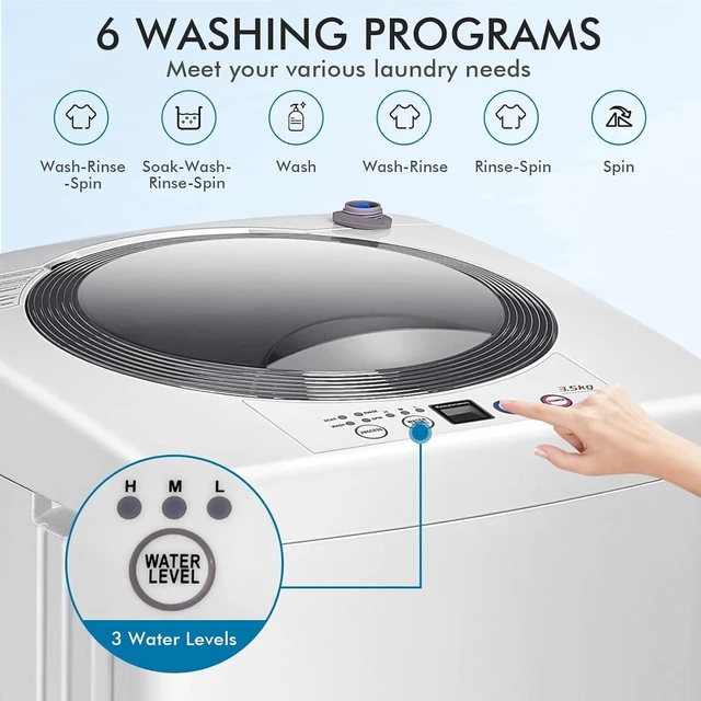 Alt view image 5 of 7 - ARLIME Portable Washing Machine 1.2 Cu.ft, 8 lbs Capacity