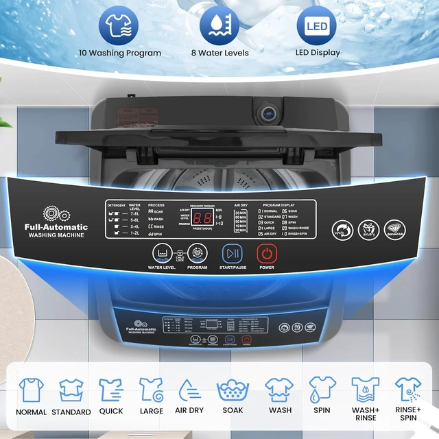 Alt view image 2 of 7 - Nictemaw 2.4 Cu.ft Full Automatic Portable Washing Machine with Drain Pump