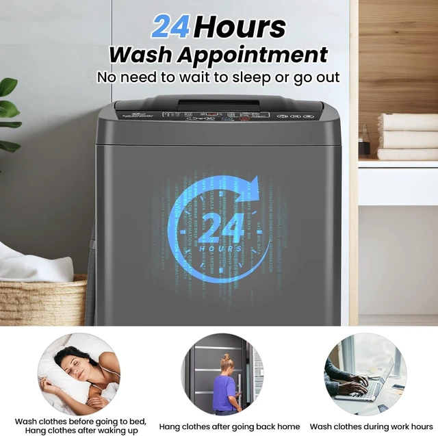 Alt view image 5 of 7 - Nictemaw 2.4 Cu.ft Full Automatic Portable Washing Machine with Drain Pump