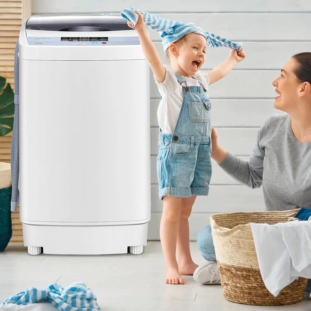 Alt view image 2 of 7 - RELAX4LIFE Full-Automatic Washing Machine, 12LBS Capacity Compact Laundry Washer w/10 Programs, 8 Water Levels, LED Display & Drain Pump, 1.34Cu.Ft Portable Washer & Dryer Combo for Apartment Dorm RV