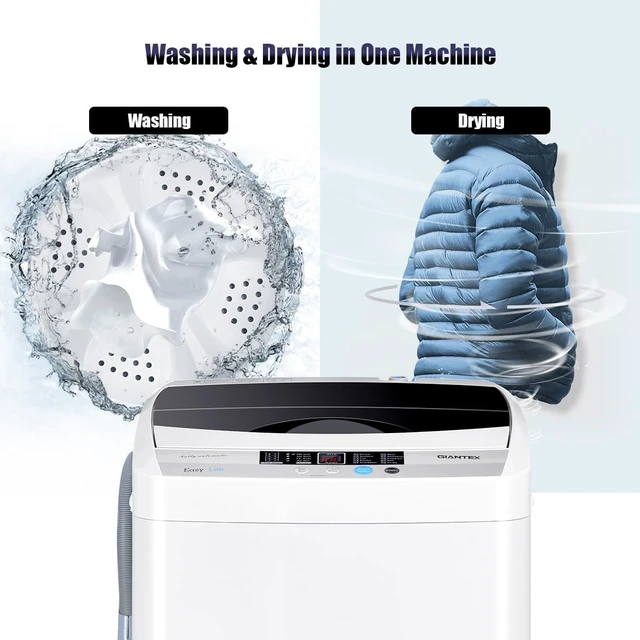 Alt view image 5 of 7 - RELAX4LIFE Full-Automatic Washing Machine, 12LBS Capacity Compact Laundry Washer w/10 Programs, 8 Water Levels, LED Display & Drain Pump, 1.34Cu.Ft Portable Washer & Dryer Combo for Apartment Dorm RV
