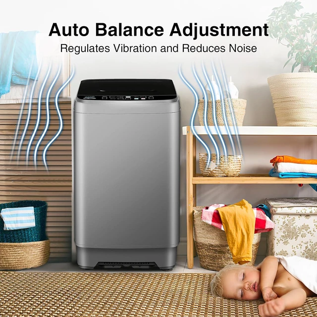 Alt view image 4 of 7 - Portable Washing Machine for Apartments 17.7lbs Full-Automatic Apartment Washing Machine with 10 Wash Programs, Small Portable Washer for Dorm, Home, RV, Grey
