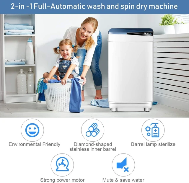 Alt view image 5 of 7 - Full-Automatic Portable Mini Washing Machines,7.7 lbs Load Capacitywith Spin and Built in Barrel Light for Dorms Apartments RV and Camping