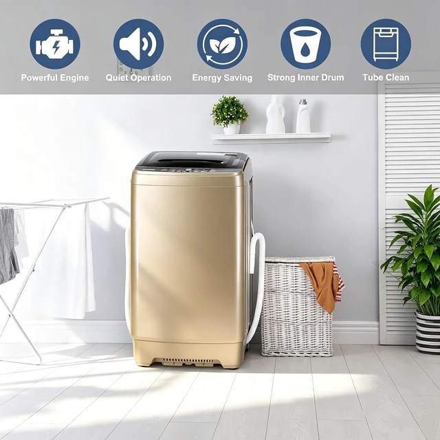 Alt view image 5 of 7 - Washing Machine 15.6 LBS Automatic Laundry Machine with 10 Programs, LED Display, 8 Water Levels, High-efficiency Compact Washer for Apartment, RV, Dorm
