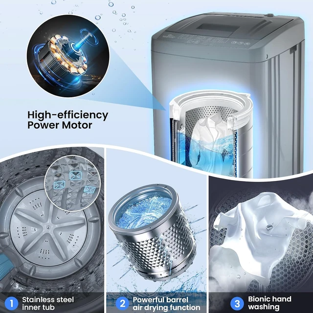 Alt view image 4 of 7 - Nictemaw 2.4 Cu.Ft Portable Washer, 17.8 lbs Capacity, Full-Automatic