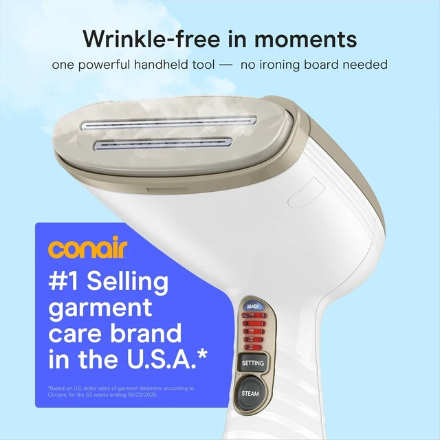 Alt view image 2 of 7 - Conair Steamer for Clothes & Upholstery, Handheld, 3 Attachments, White