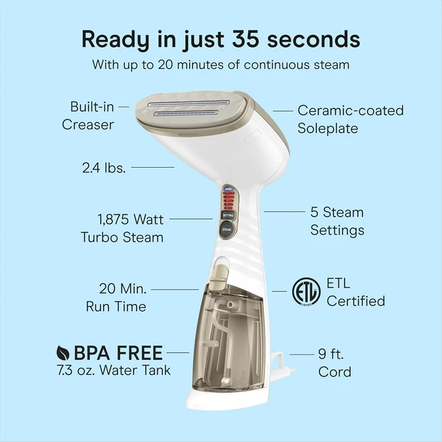 Alt view image 4 of 7 - Conair Steamer for Clothes & Upholstery, Handheld, 3 Attachments, White