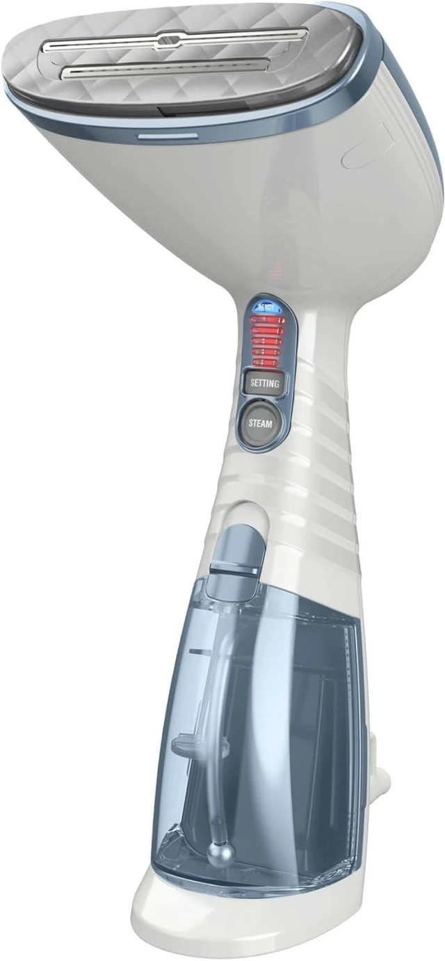 Main image of Conair Handheld Steamer for Clothes & Upholstery, 3 Attachments, White/Blue