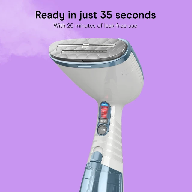 Alt view image 3 of 7 - Conair Handheld Steamer for Clothes & Upholstery, 3 Attachments, White/Blue