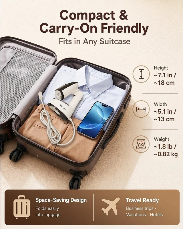 Alt view image 4 of 7 - Handheld Clothes Steamer, 1000W Foldable Garment Steamer for Travel