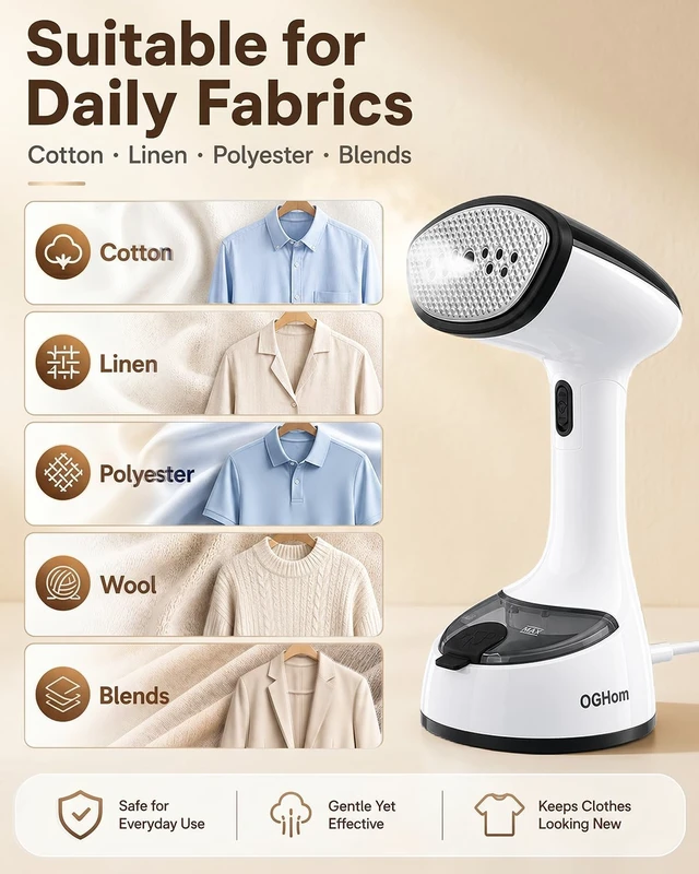 Alt view image 6 of 7 - Handheld Clothes Steamer, 1000W Foldable Garment Steamer for Travel