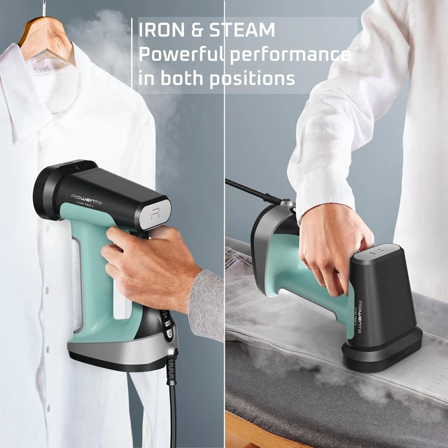 Alt view image 3 of 7 - Rowenta Pure Force 2in1 Steamer & Iron: Powerful 1875 Watts, Vertical Steaming & Horizontal Ironing, Auto-off, XL Tank Capacity (7.1 Oz), Green Clothes Steamer DR8822