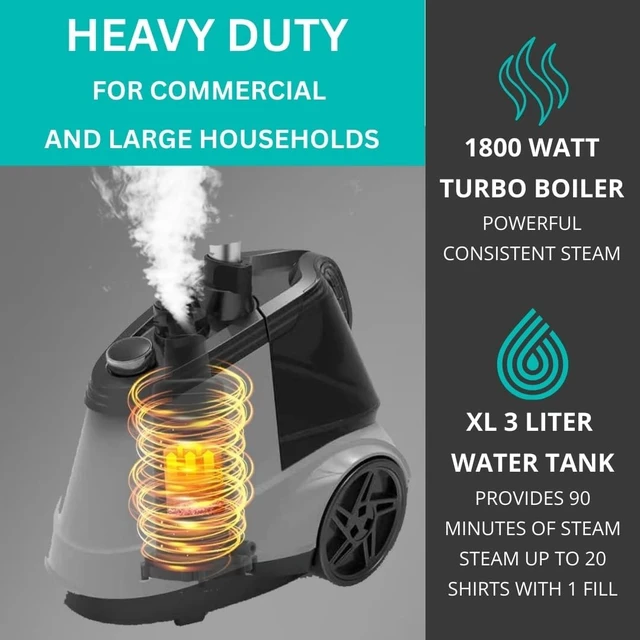 Alt view image 2 of 6 - True & Tidy Heavy-Duty Garment Steamer w/ 3 Settings, 3L Water Tank, 1800W