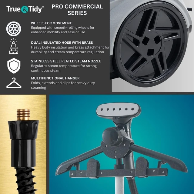 Alt view image 5 of 6 - True & Tidy Heavy-Duty Garment Steamer w/ 3 Settings, 3L Water Tank, 1800W