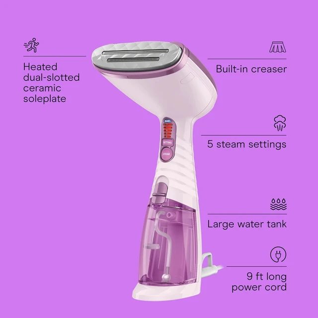 Alt view image 3 of 7 - Conair Handheld Garment Steamer for Clothes, Turbo ExtremeSteam 1875W Fabric Steamer, Portable Handheld Design, Strong Penetrating Steam, Exclusive, Purple