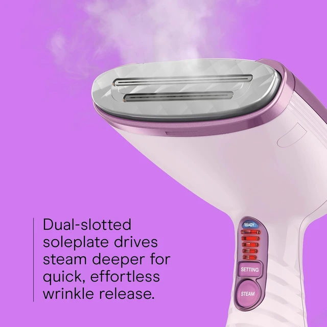 Alt view image 4 of 7 - Conair Handheld Garment Steamer for Clothes, Turbo ExtremeSteam 1875W Fabric Steamer, Portable Handheld Design, Strong Penetrating Steam, Exclusive, Purple