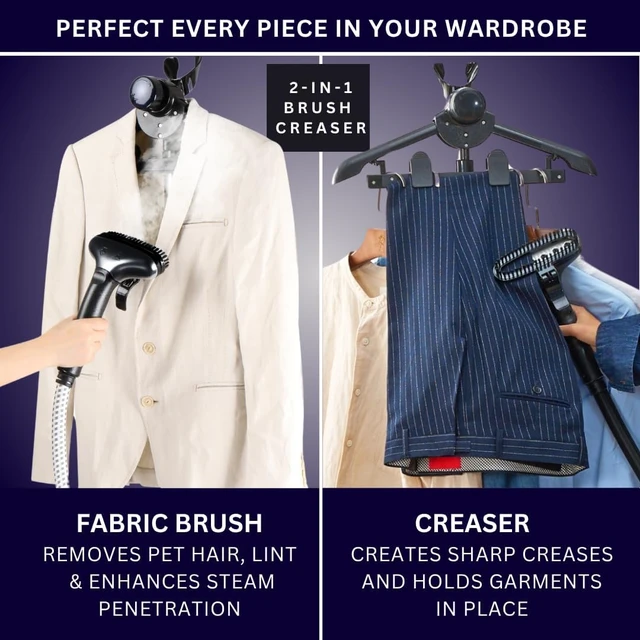 Alt view image 3 of 6 - SALAV Heavy Duty Commercial Full-Size Garment Steamer with Foot Pedals and Extra Large 3L (101.5 oz) Water Tank, 1800 watts of Poweful Steam (Navy)