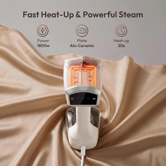 Alt view image 3 of 7 - Handheld Steamer for Clothes 1800W with Large 350ml Water Tank