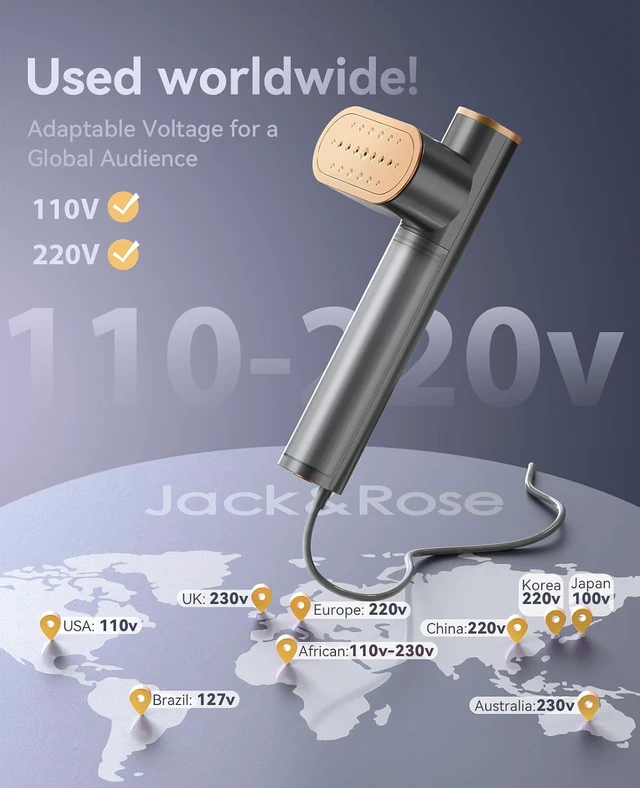 Alt view image 2 of 7 - Jack Rose Travel Steamer for Clothes,100-220V Portable Iron,15s Heat Up,Steamer Iron 2 In 1, Travel Size,Large Ceramic Heat Panel,for Global and Europe