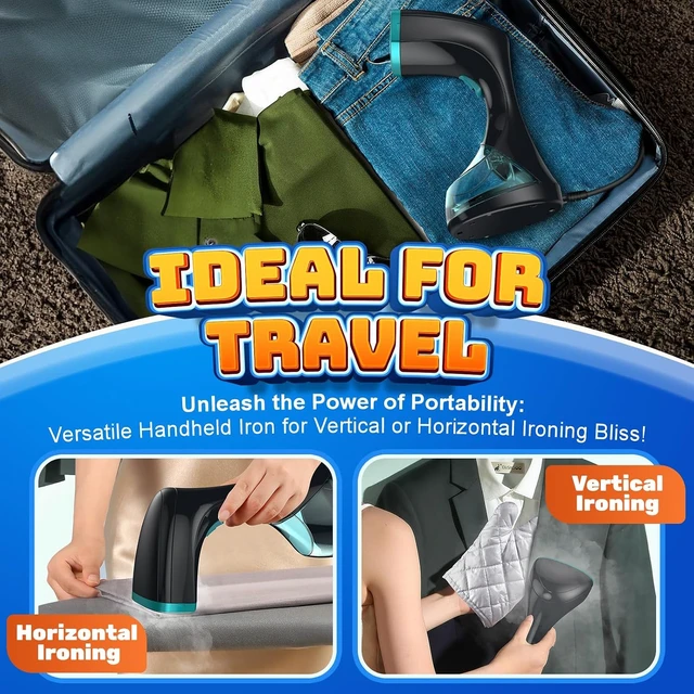 Alt view image 6 of 6 - Steamer for Clothes, 1800W Handheld Clothes Steamer for Quick Wrinkle Removal with 15s Fast Heat-Up, 3 Steam Modes, 300ml Tank, Portable Garment Steamer with Brush & Glove for Home, Travel, Office