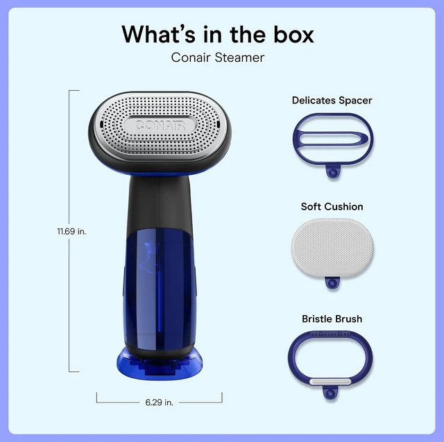Alt view image 7 of 7 - Conair 2-in-1 Handheld Steamer and Iron for Clothes, Turbo ExtremeSteam 1875W Garment Steamer and Clothing Iron,Black / Blue