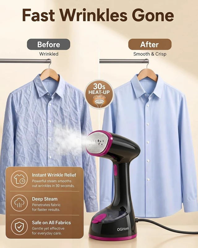 Alt view image 6 of 7 - Steamer for Clothes, 1000W Handheld Clothes Steamer for Garments