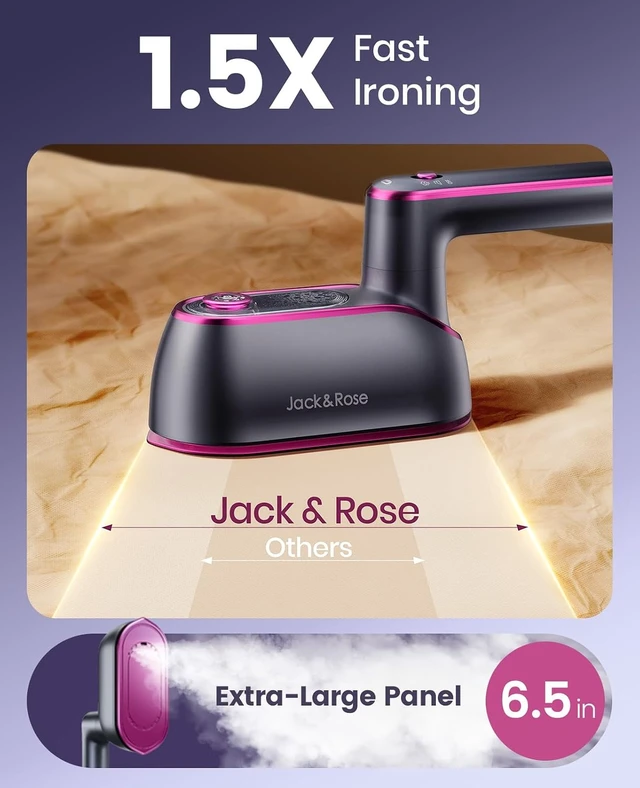 Alt view image 6 of 6 - Jack Rose Travel Steamer Iron for Clothes,1200w Iron Steamer,Portable Handheld Travel Size Steamer iron,8S Fast Heat-UpLarge Ceramic Heat Panel