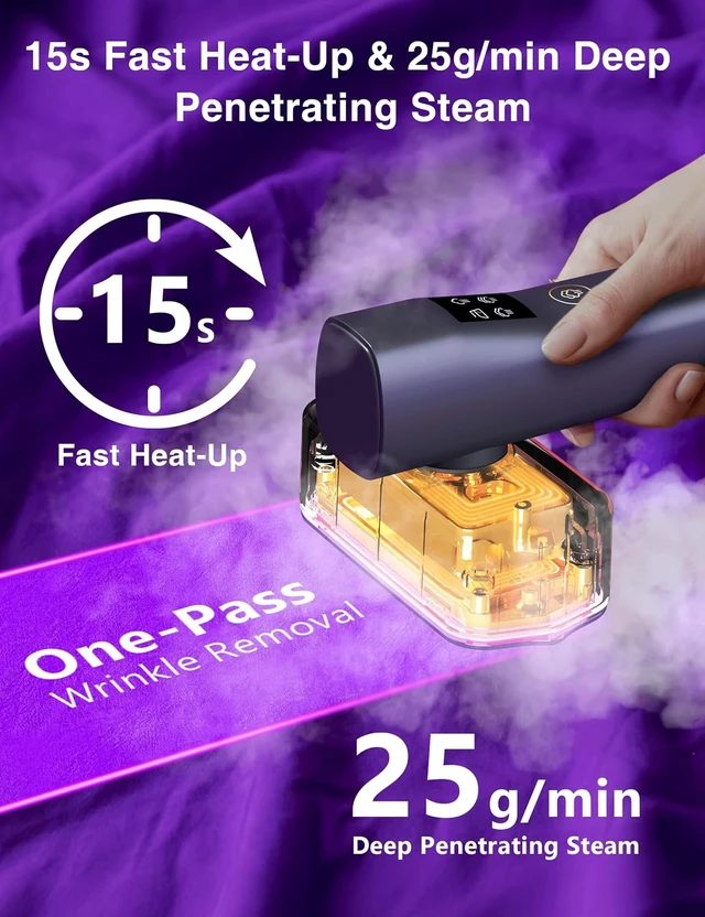 Alt view image 3 of 7 - Steamer for Clothes,Portable Handheld Garment Steamer for Home and Travel