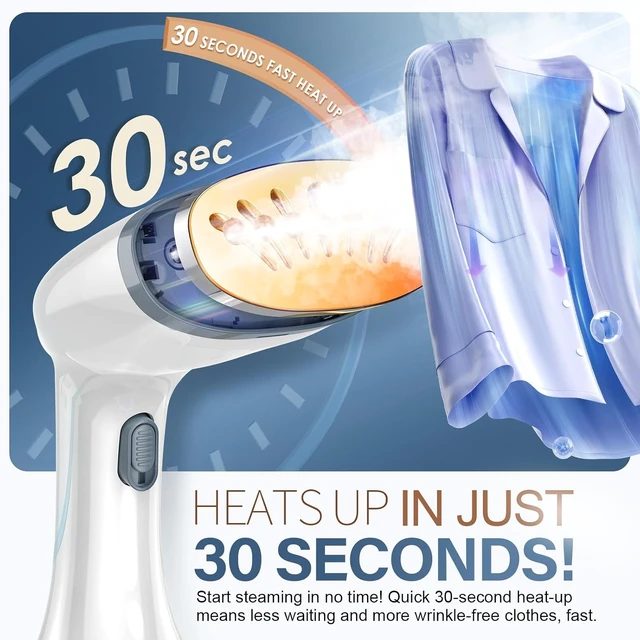 Alt view image 2 of 7 - Steamer for Clothes, Fast Heat-up Clothes Steamer Handheld Garment Steamer with 3 Steam Settings, 380ml Water Tank, 9.8' Cord, Portable Clothing Steamer for Wrinkle Removal Safe on All Fabrics