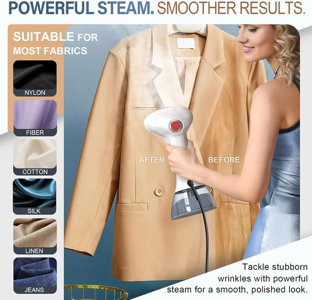 Alt view image 3 of 7 - Steamer for Clothes, Fast Heat-up Clothes Steamer Handheld Garment Steamer with 3 Steam Settings, 380ml Water Tank, 9.8' Cord, Portable Clothing Steamer for Wrinkle Removal Safe on All Fabrics