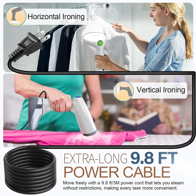 Alt view image 5 of 7 - Steamer for Clothes, Fast Heat-up Clothes Steamer Handheld Garment Steamer with 3 Steam Settings, 380ml Water Tank, 9.8' Cord, Portable Clothing Steamer for Wrinkle Removal Safe on All Fabrics