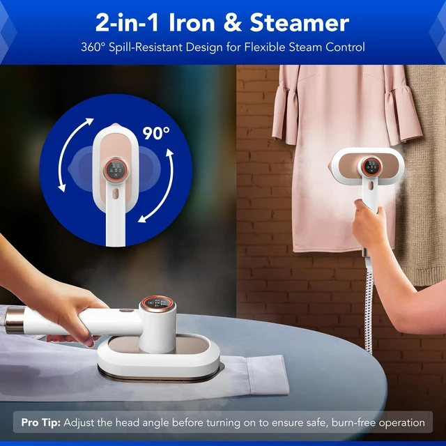 Alt view image 4 of 7 - Gearwiz 2-in-1 Steam Station Iron 1550W Turbocharged Steam for Clothes 30s Heat Up, 3-Level Steam & Dry Ironing 1.2L Detachable Tank, Ceramic Soleplate, Auto-Off & Self-Cleaning