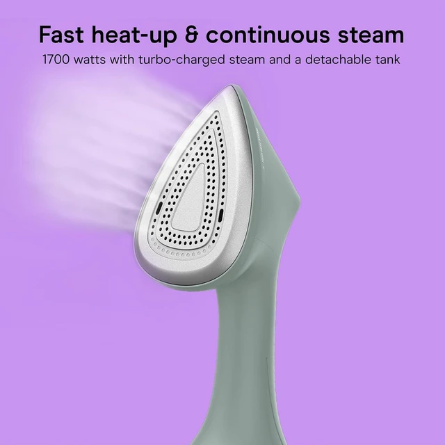 Alt view image 3 of 7 - Conair 2-in-1 Iron and Garment Steamer, Aluminum Soleplate, 1700W, Green