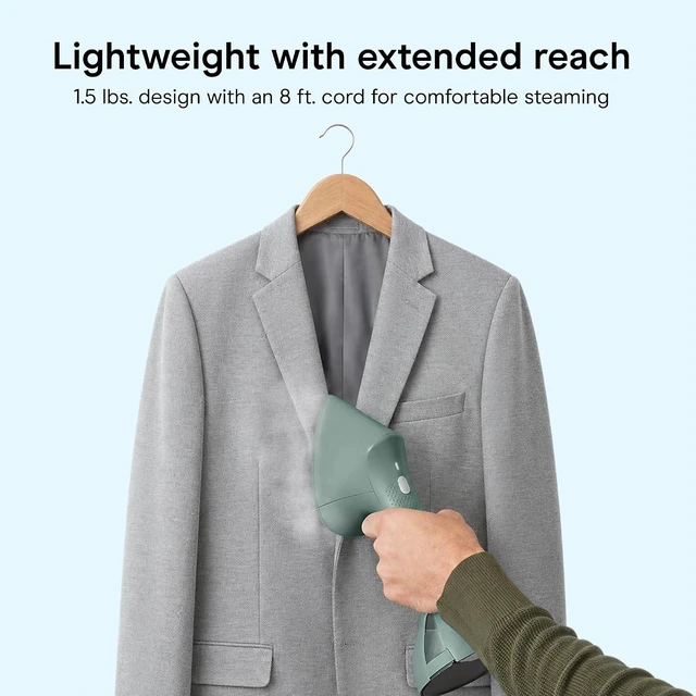 Alt view image 5 of 7 - Conair 2-in-1 Iron and Garment Steamer, Aluminum Soleplate, 1700W, Green