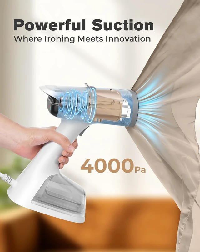Alt view image 2 of 7 - 4000Pa Vacuum Steamer for Clothes, Handheld Steam Iron with 270ML Tank