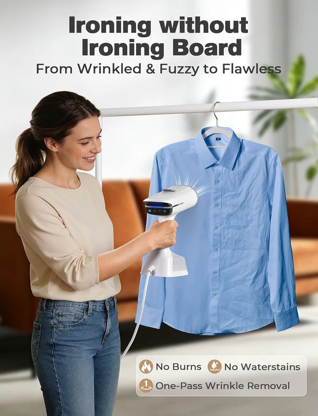 Alt view image 5 of 7 - 4000Pa Vacuum Steamer for Clothes, Handheld Steam Iron with 270ML Tank