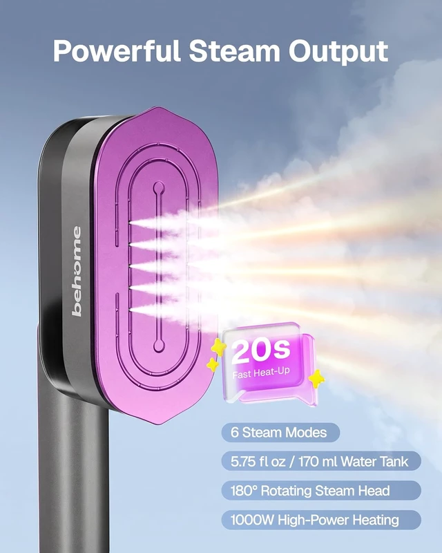 Alt view image 2 of 7 - Behome Travel Steamer for Clothes, 20s Fast Heat-Up Portable Handheld Iron