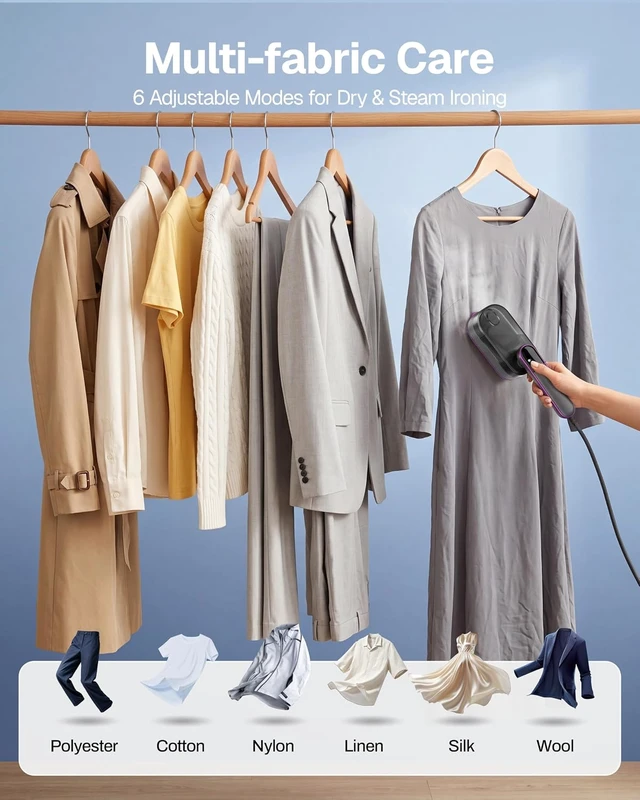 Alt view image 4 of 7 - Behome Travel Steamer for Clothes, 20s Fast Heat-Up Portable Handheld Iron