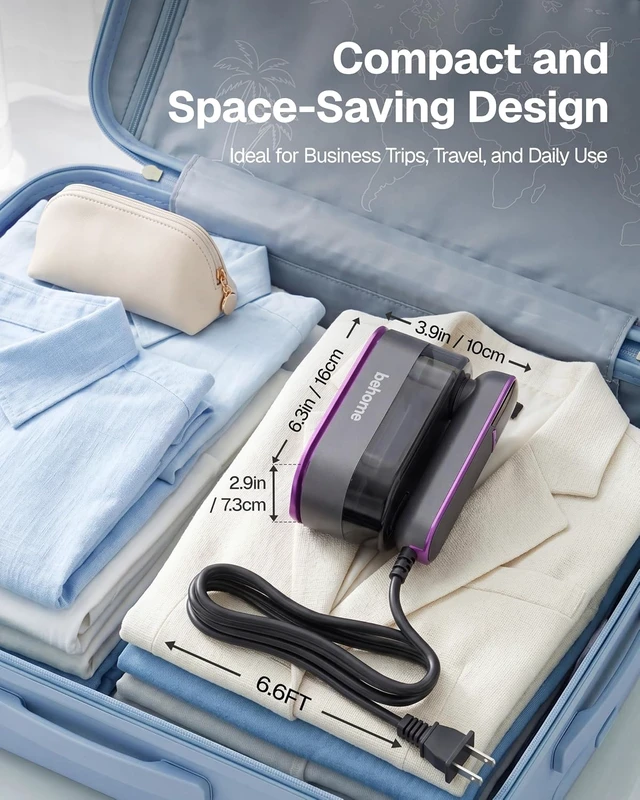 Alt view image 7 of 7 - Behome Travel Steamer for Clothes, 20s Fast Heat-Up Portable Handheld Iron