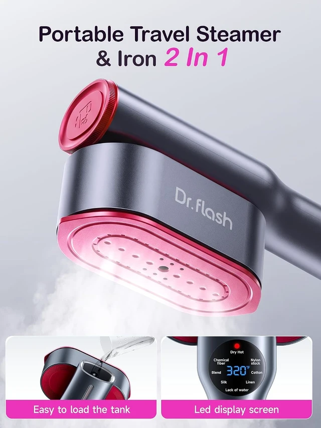 Alt view image 3 of 7 - DRFLASH 2 in 1 Handheld Garment Steamer and Iron for Clothes Travel Size