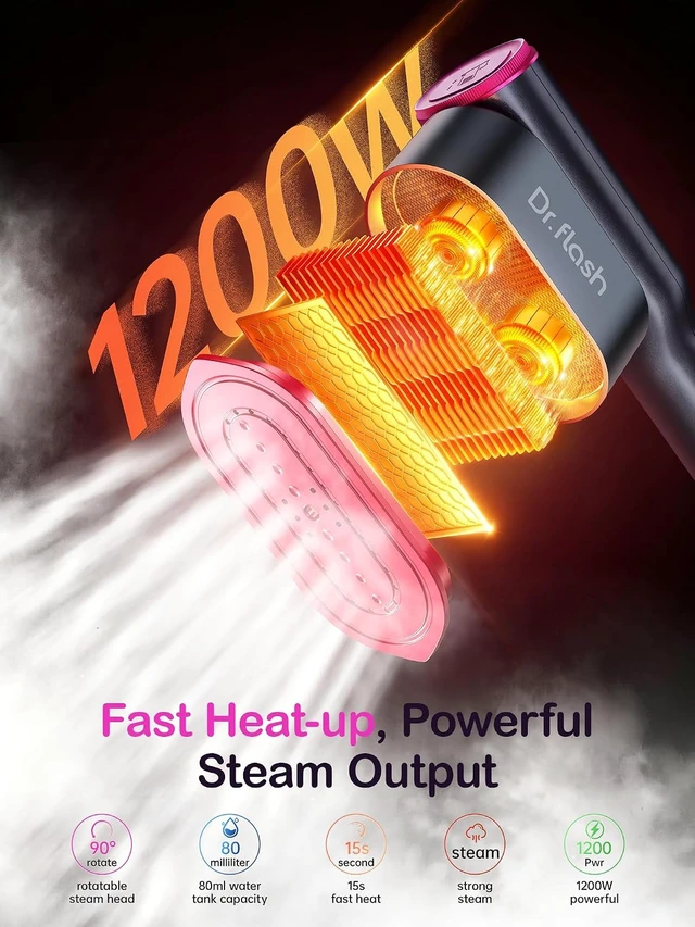 Alt view image 5 of 7 - DRFLASH 2 in 1 Handheld Garment Steamer and Iron for Clothes Travel Size