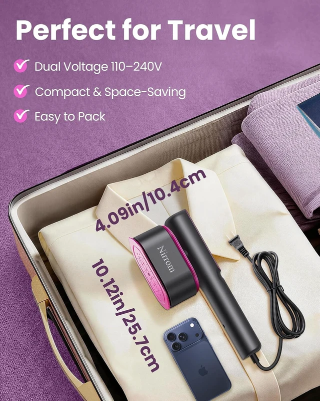 Alt view image 6 of 7 - Travel Steamer for Clothes, 110-240V Dual Voltage Portable Steamer