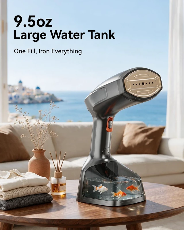 Alt view image 7 of 7 - Handheld Steamer for Clothes, 1800W Portable Garment Steamer with 30s Fast Heat, 4 Fabric Modes for Silk/Wool/Cotton/Linen, 255ml Detachable Tank, Wrinkle Remover Iron Press with Lint Brush